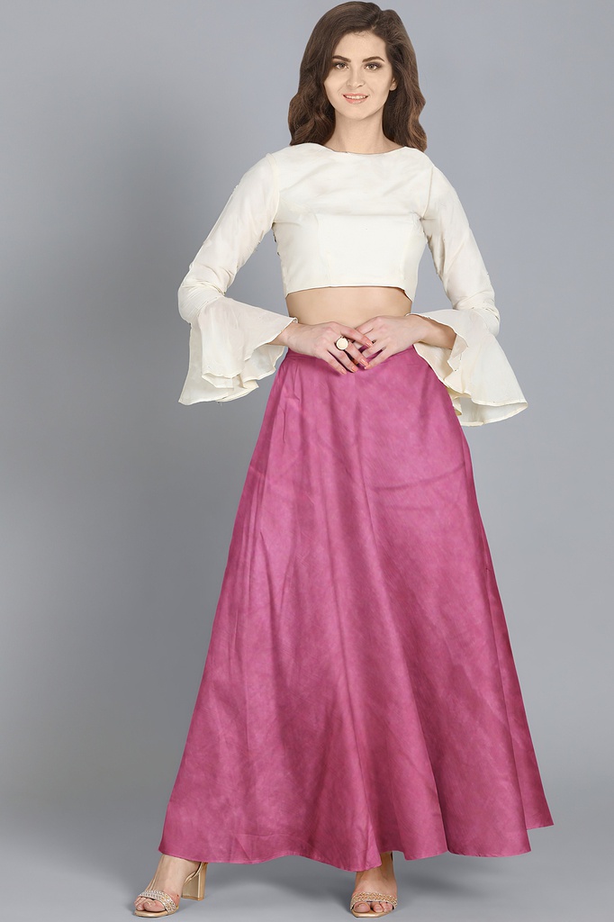 Handmade Plain Mashru Silk Long Skirt