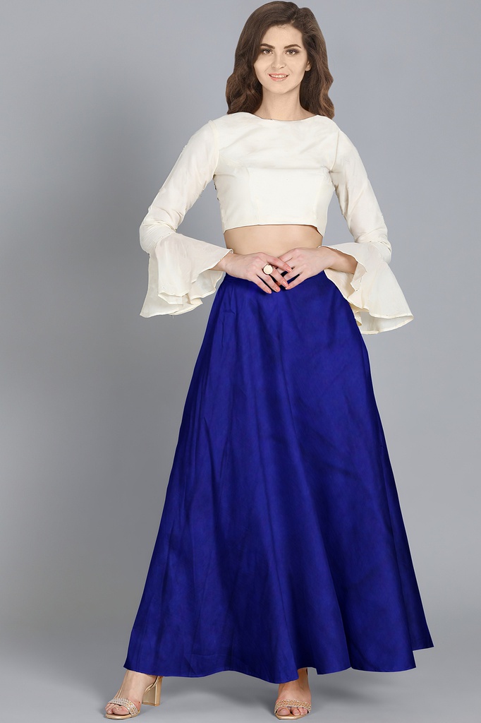 Handmade Plain Mashru Silk Long Skirt