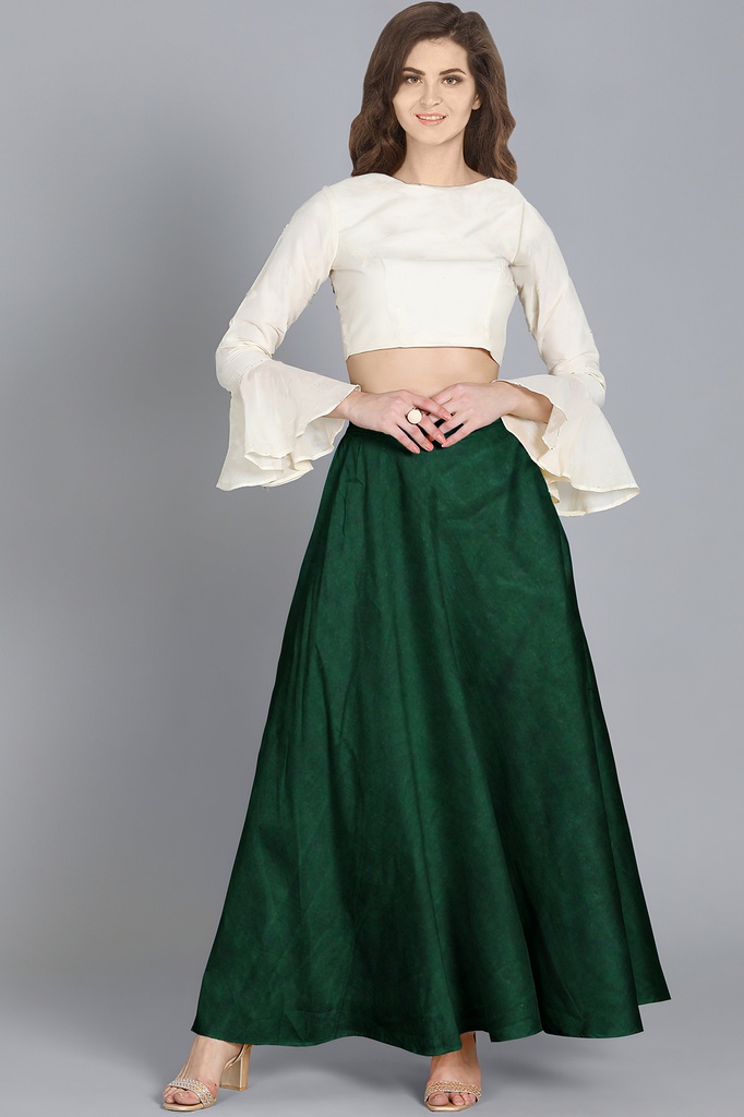 Handmade Plain Mashru Silk Long Skirt
