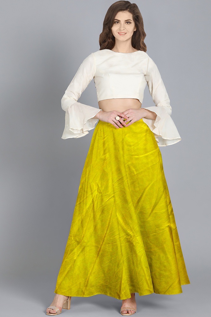 Handmade Plain Mashru Silk Long Skirt