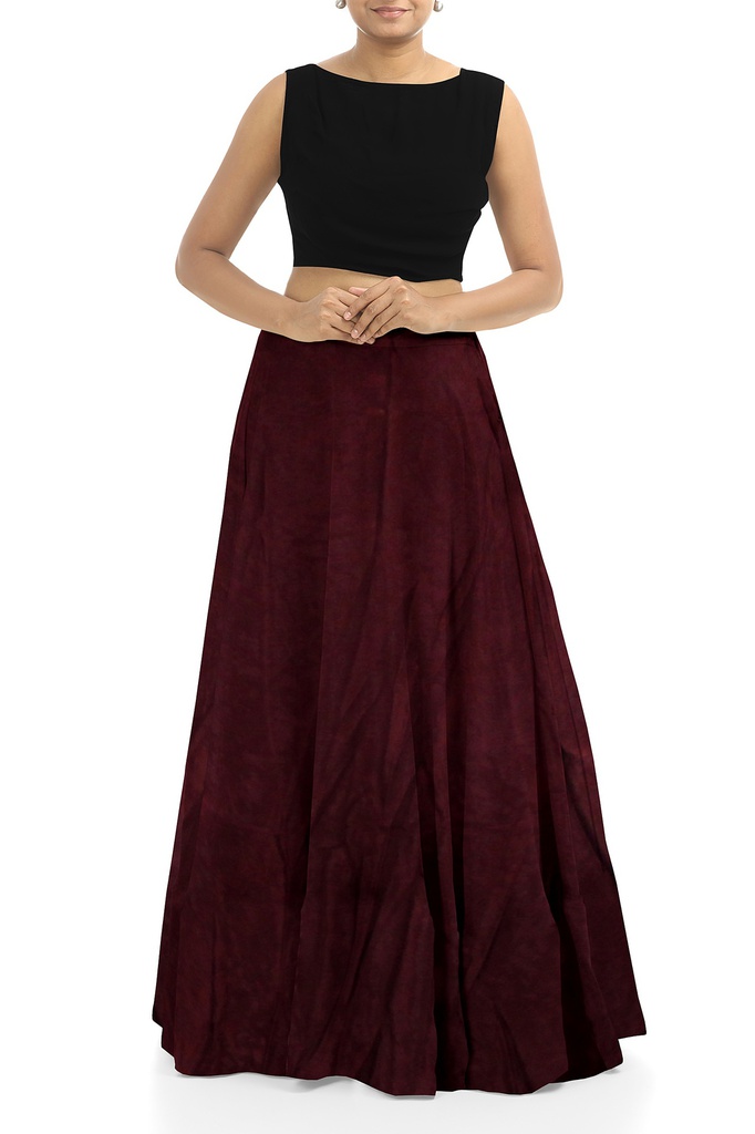 Handmade Plain Mashru Silk Long Skirt