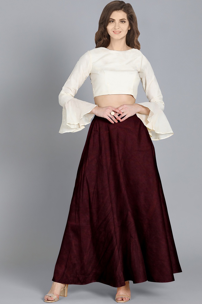 Handmade Plain Mashru Silk Long Skirt