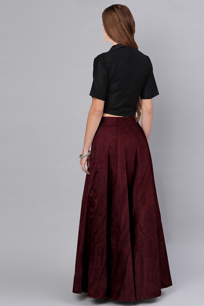 Handmade Plain Mashru Silk Long Skirt