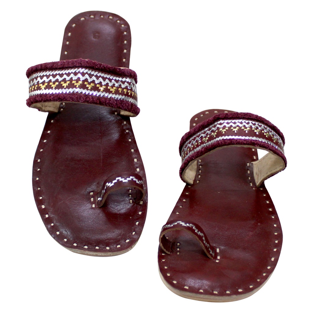Brown Handstitched Leather Flats