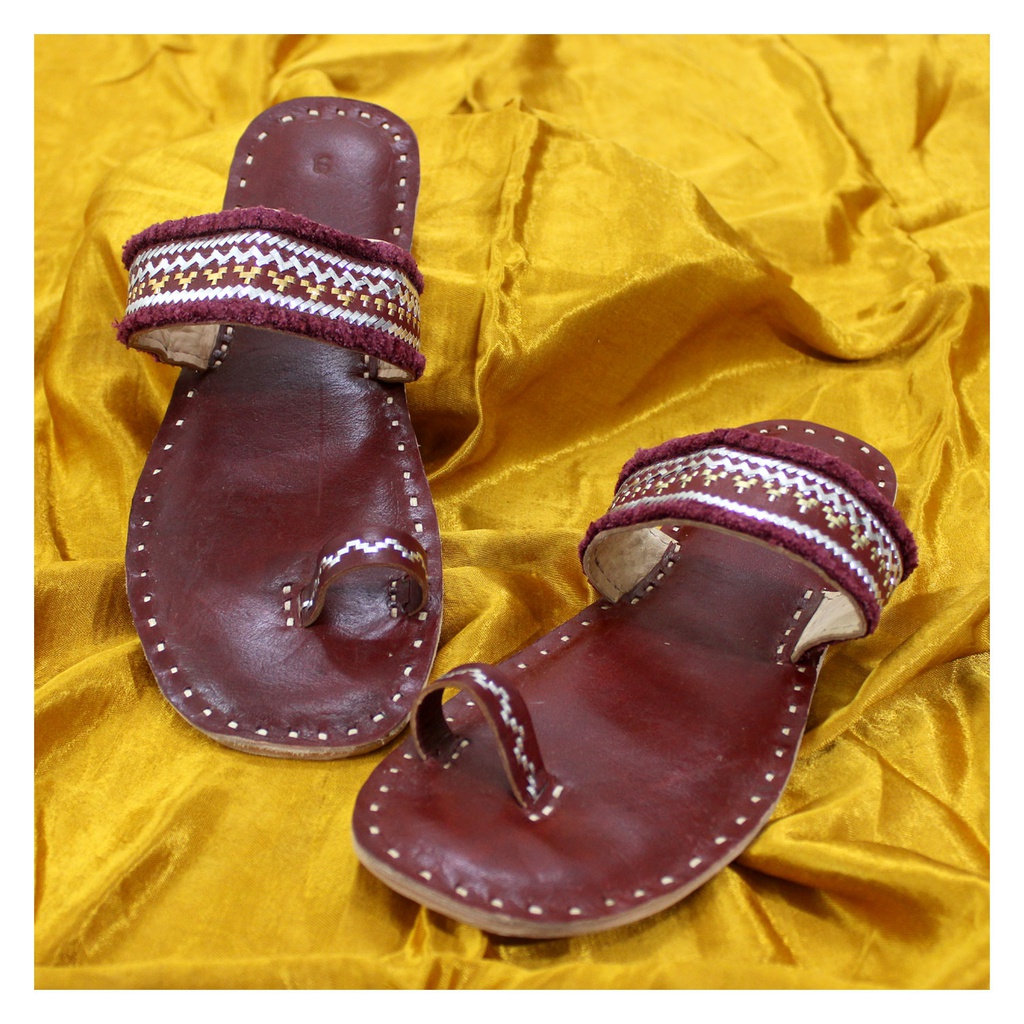 Brown Handstitched Leather Flats