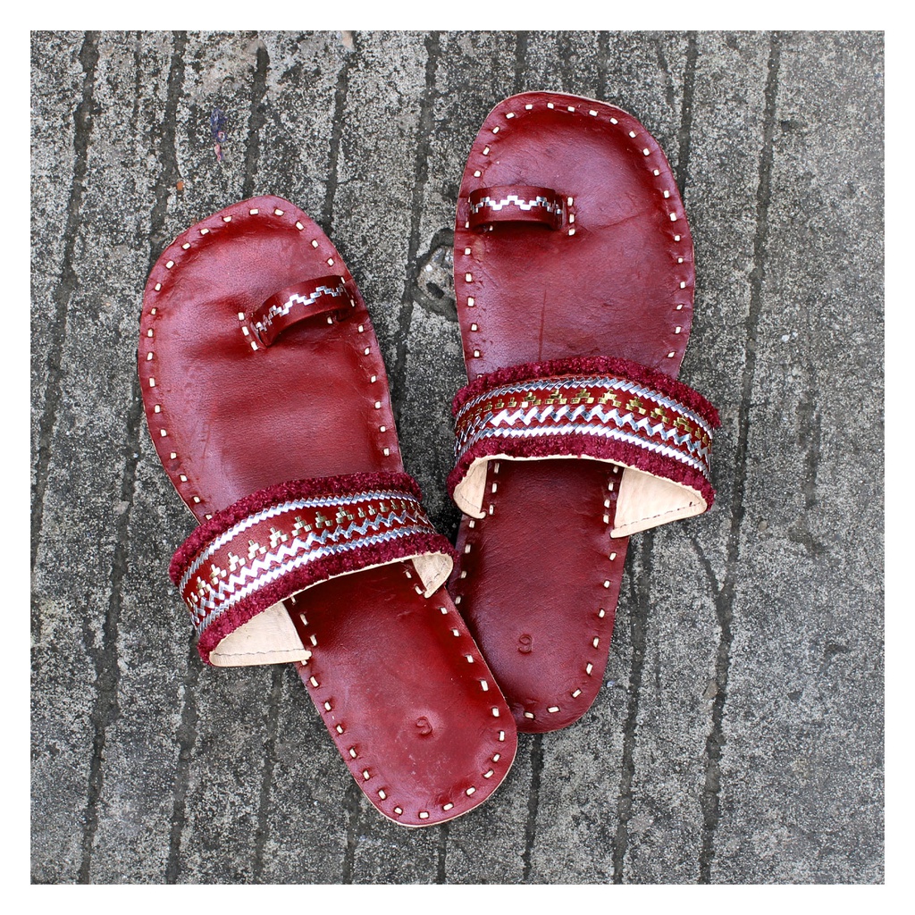 Brown Handstitched Leather Flats