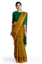 Golden and Green Tangaliya Cotton Silk Handwoven Saree