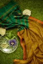 Golden and Green Tangaliya Cotton Silk Handwoven Saree