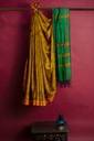 Golden and Green Tangaliya Cotton Silk Handwoven Saree