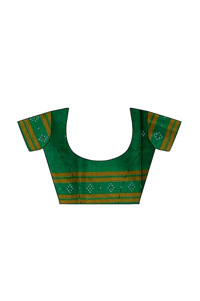 Golden and Green Tangaliya Cotton Silk Handwoven Saree