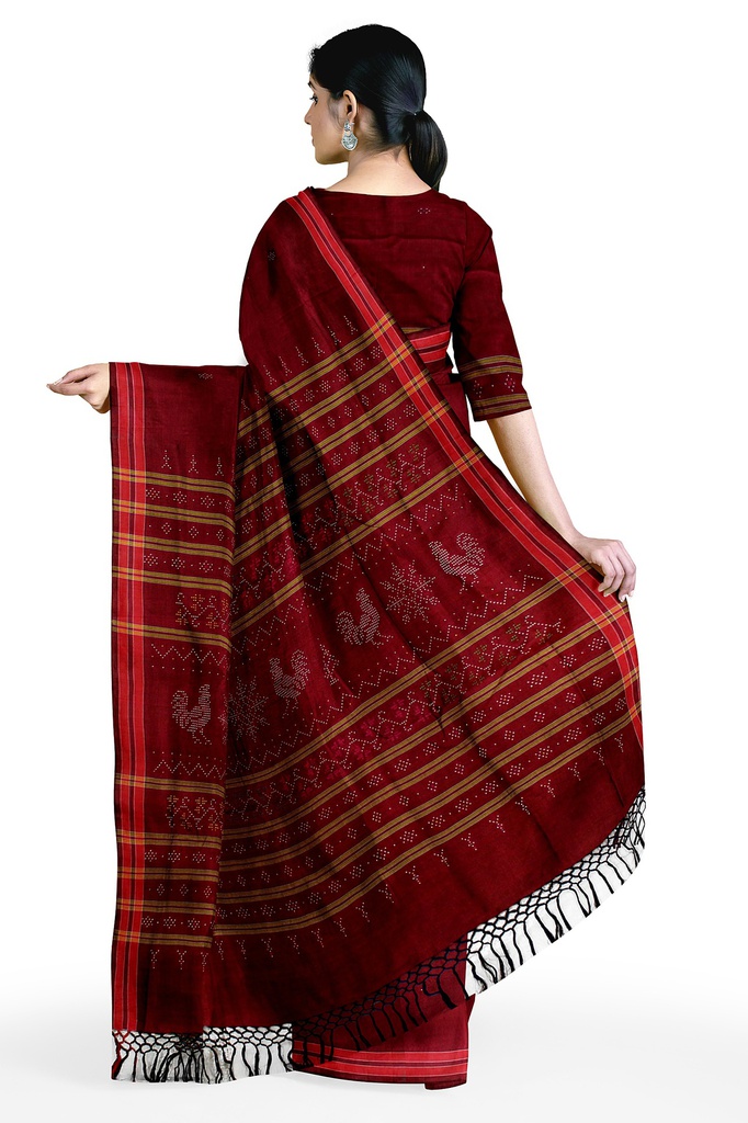 Maroon Tangaliya Cotton Silk Handwoven Saree
