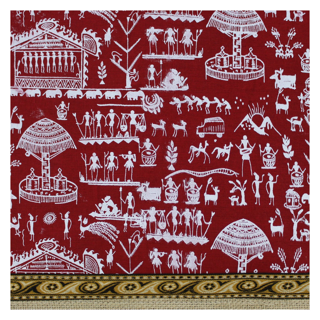 Handmade Warli Print Jute Bag