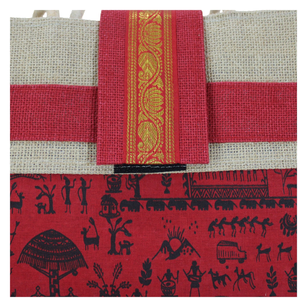 Handmade Warli Print Jute Bag