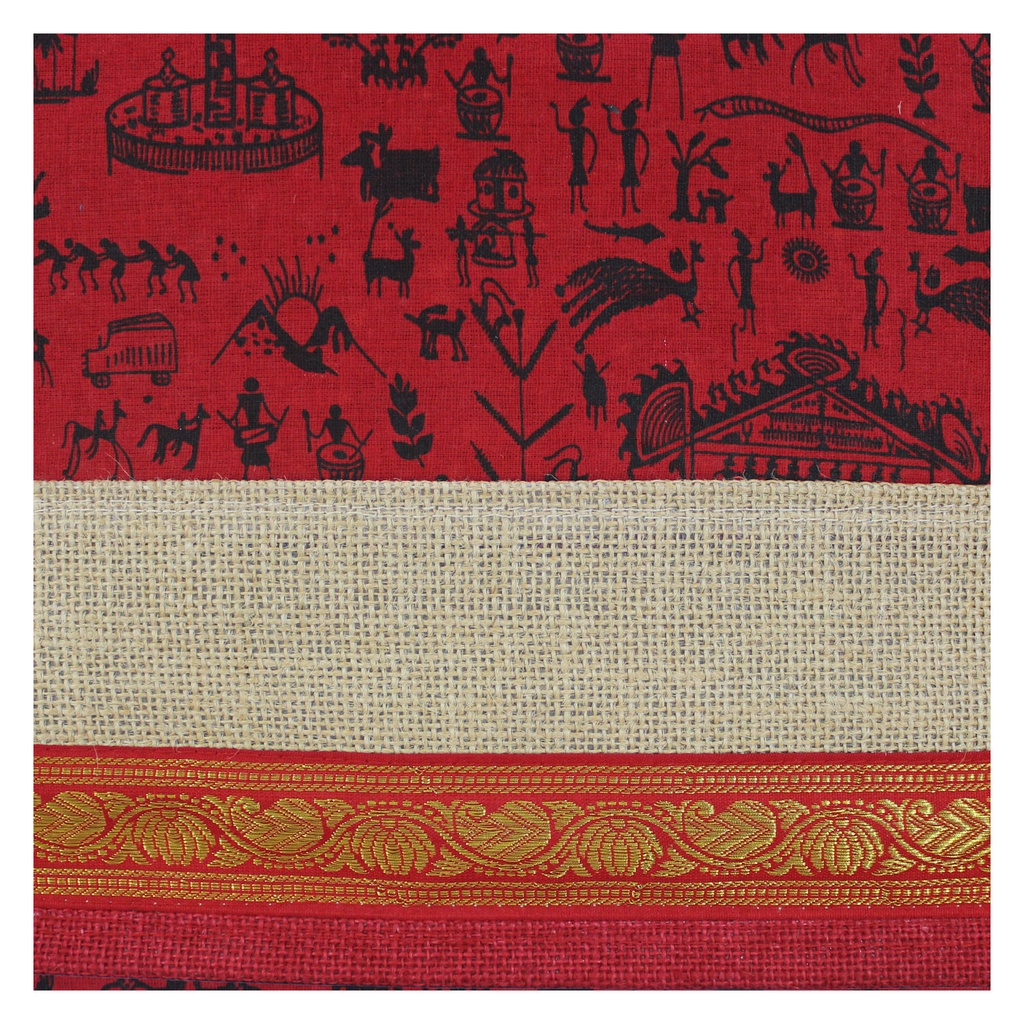 Handmade Warli Print Jute Bag