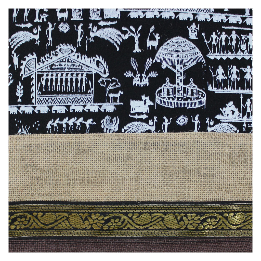 Handmade Warli Print Jute Bag