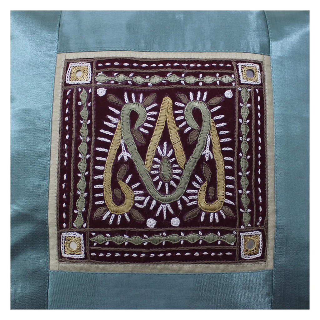 Hand Embroidered Mashru Cushion Cover