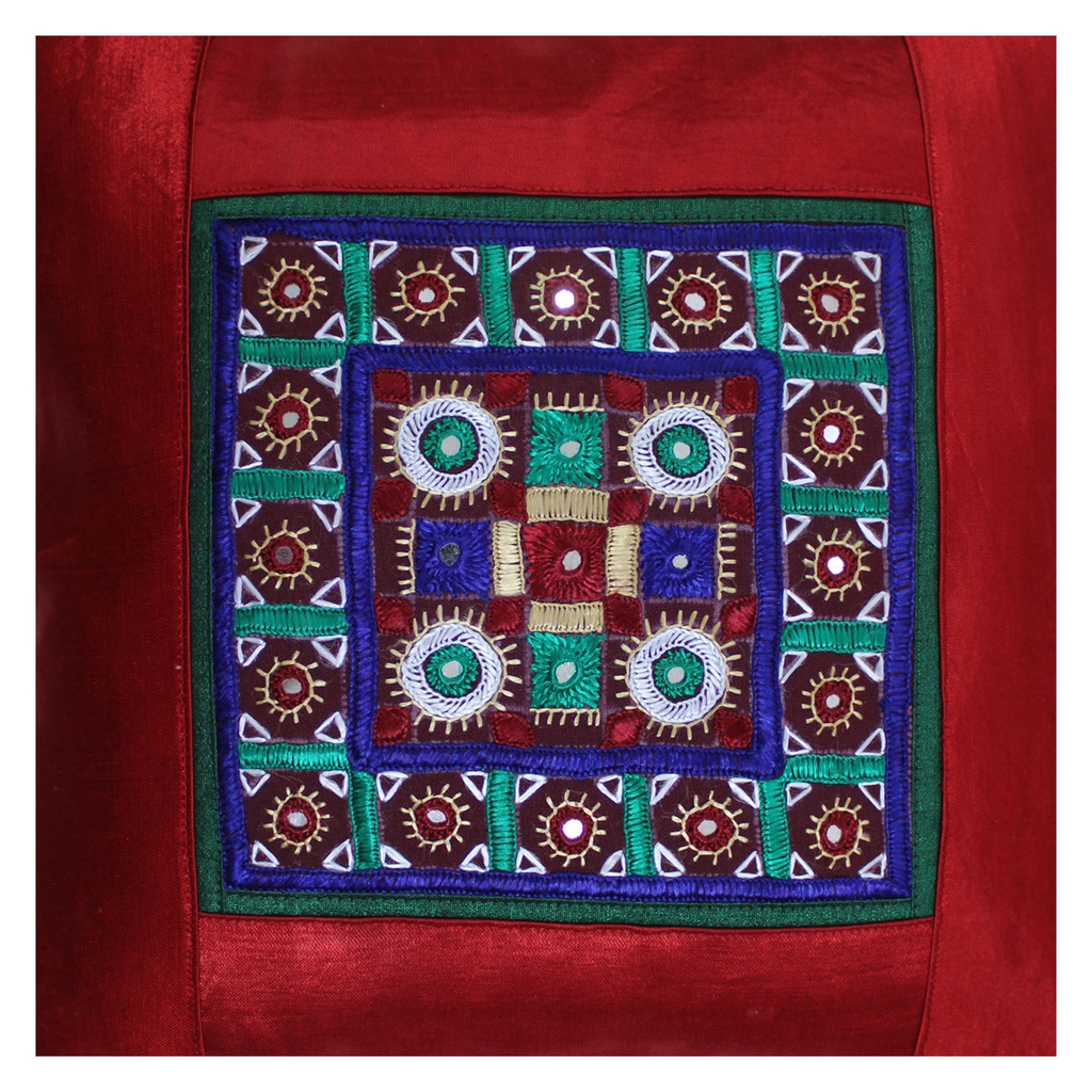 Hand Embroidered Mashru Cushion Cover