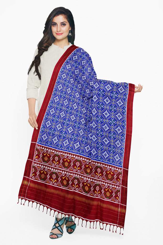 Handwoven Maroon Double Ikat Patola Dupatta