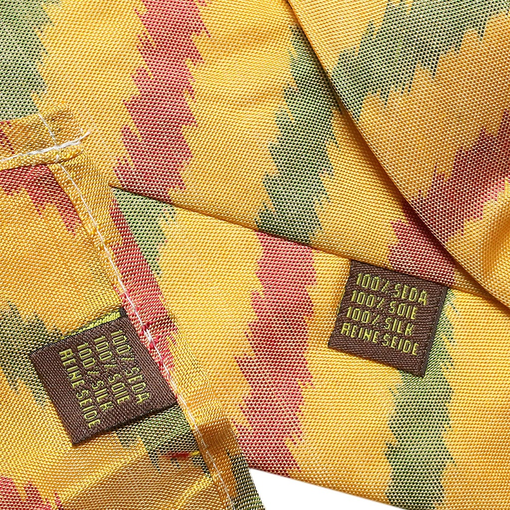 Handwoven Yellow Ikat Tie With Pocket Square