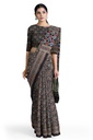 Modal Silk Ajrakh Hand Block Print Saree