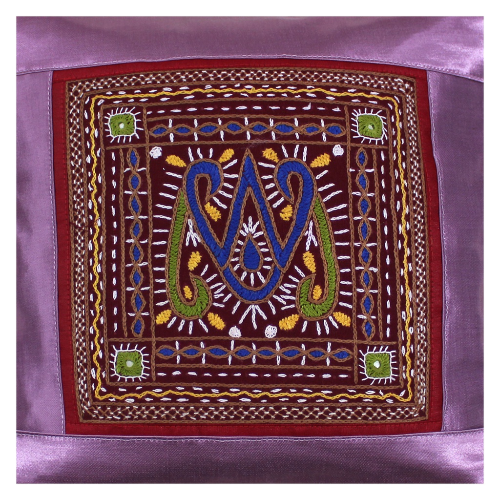 Hand Embroidered Mashru Cushion Cover