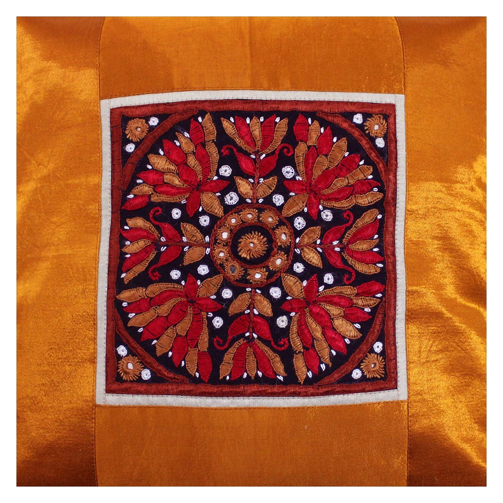 Hand Embroidered Mashru Cushion Cover
