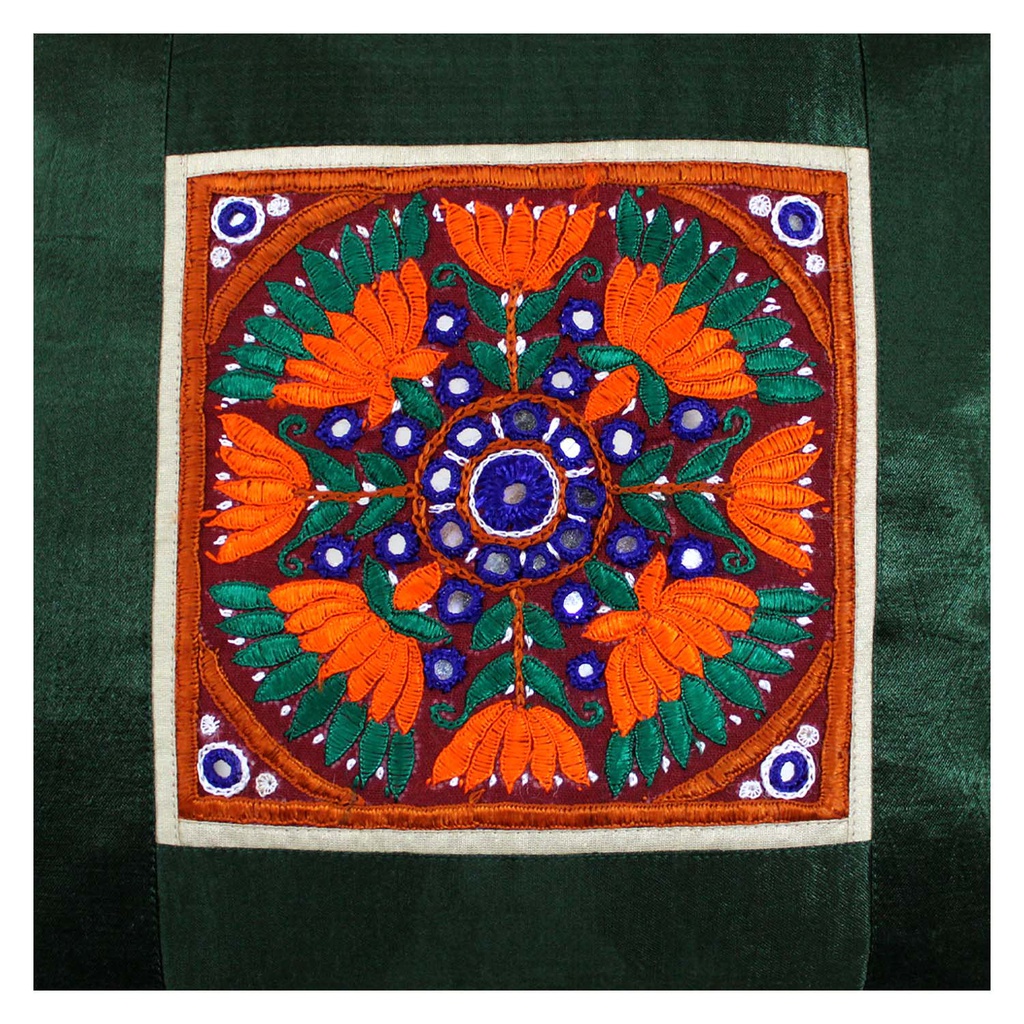 Hand Embroidered Mashru Cushion Cover
