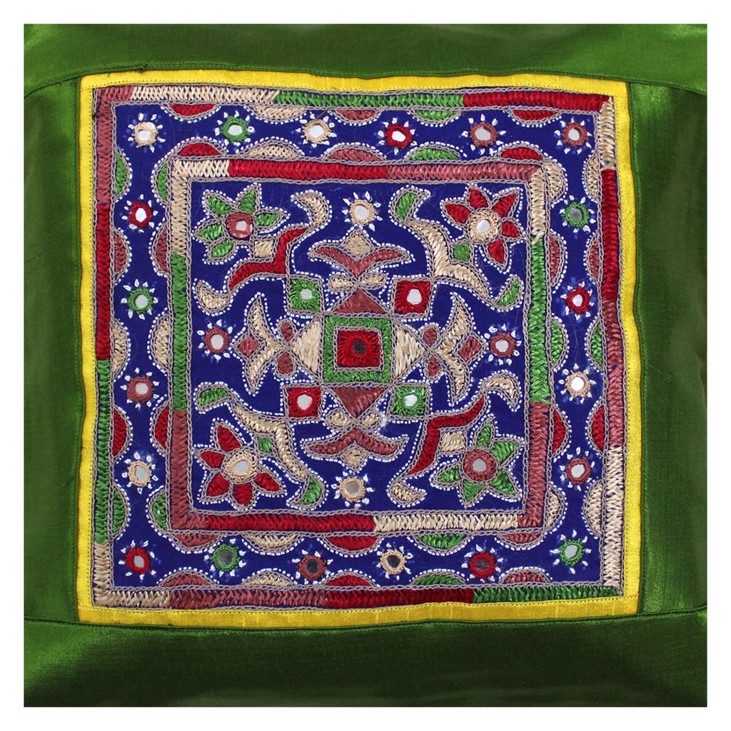 Hand Embroidered Mashru Cushion Cover