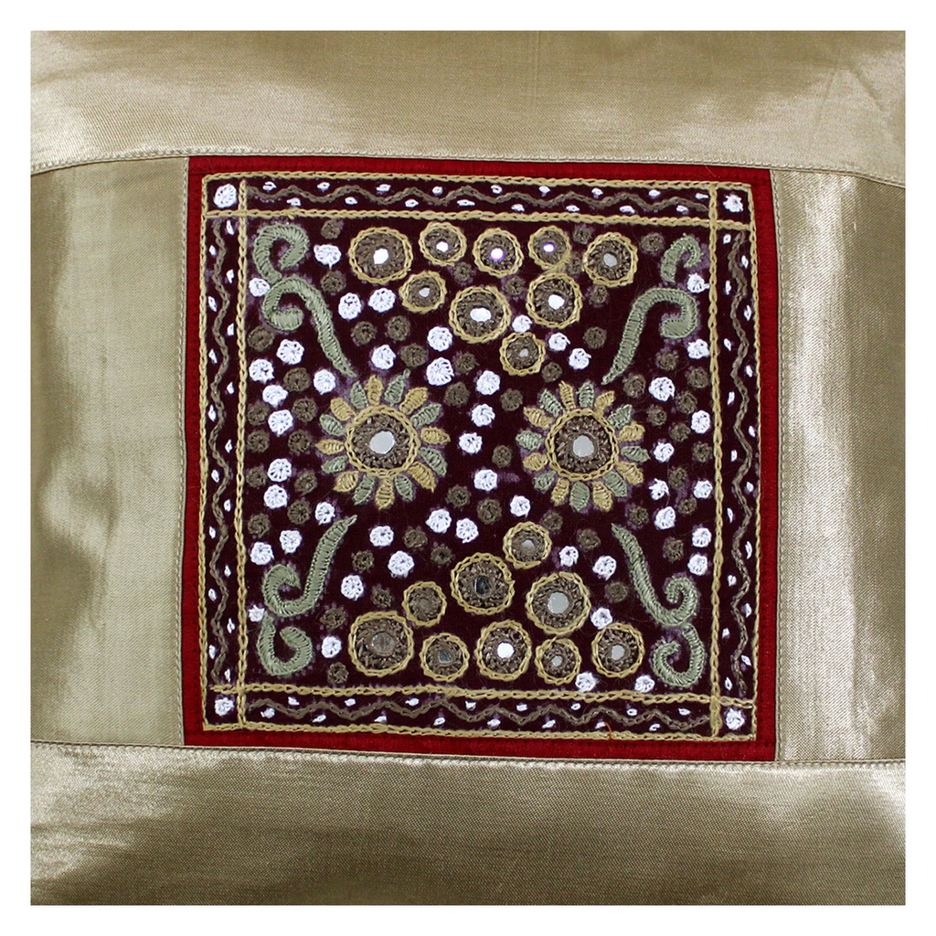 Hand Embroidered Mashru Cushion Cover