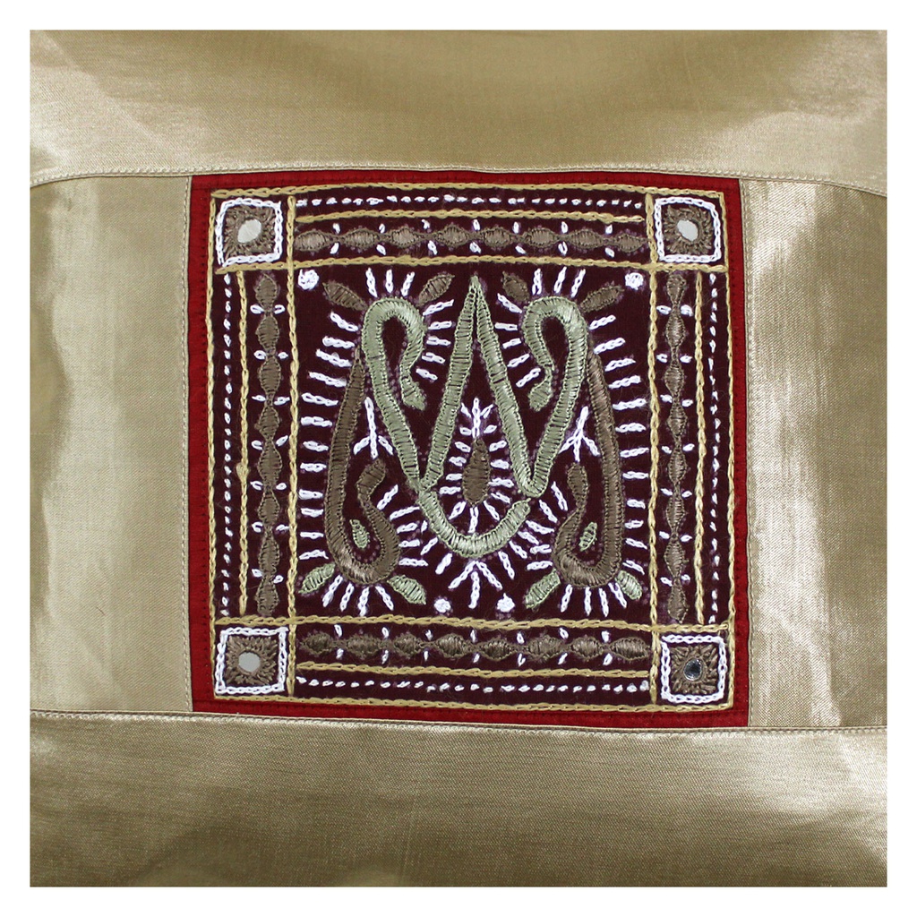 Hand Embroidered Mashru Cushion Cover