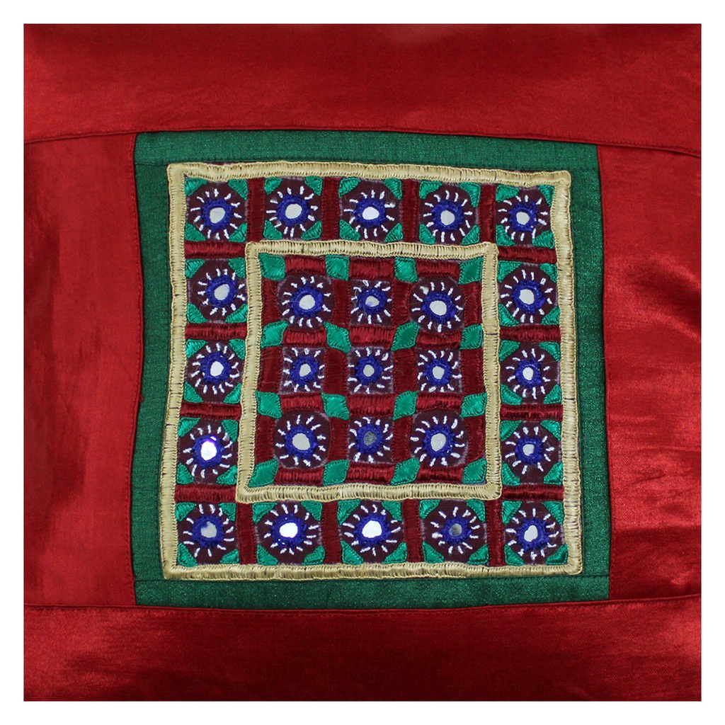 Hand Embroidered Mashru Cushion Cover