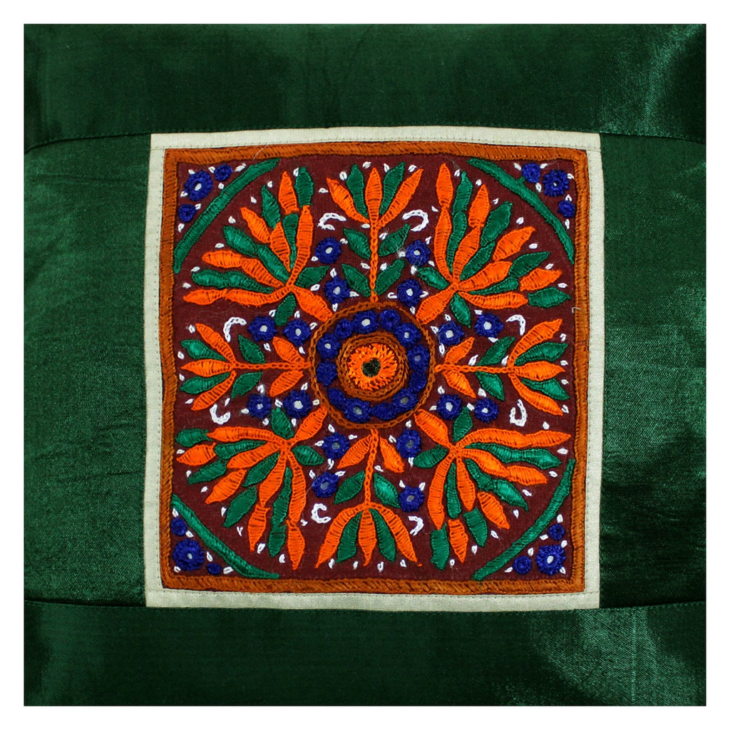 Hand Embroidered Mashru Cushion Cover