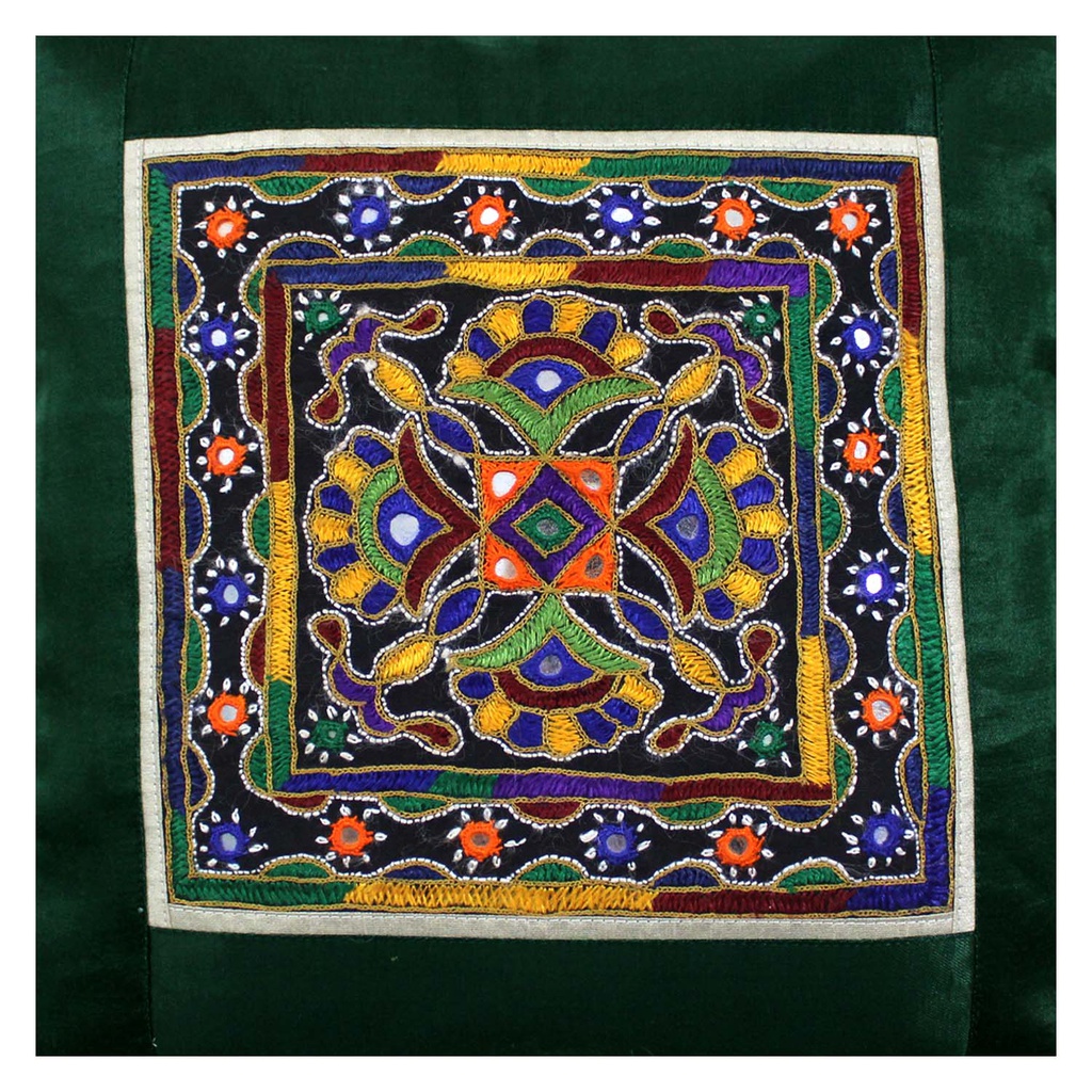 Hand Embroidered Mashru Cushion Cover