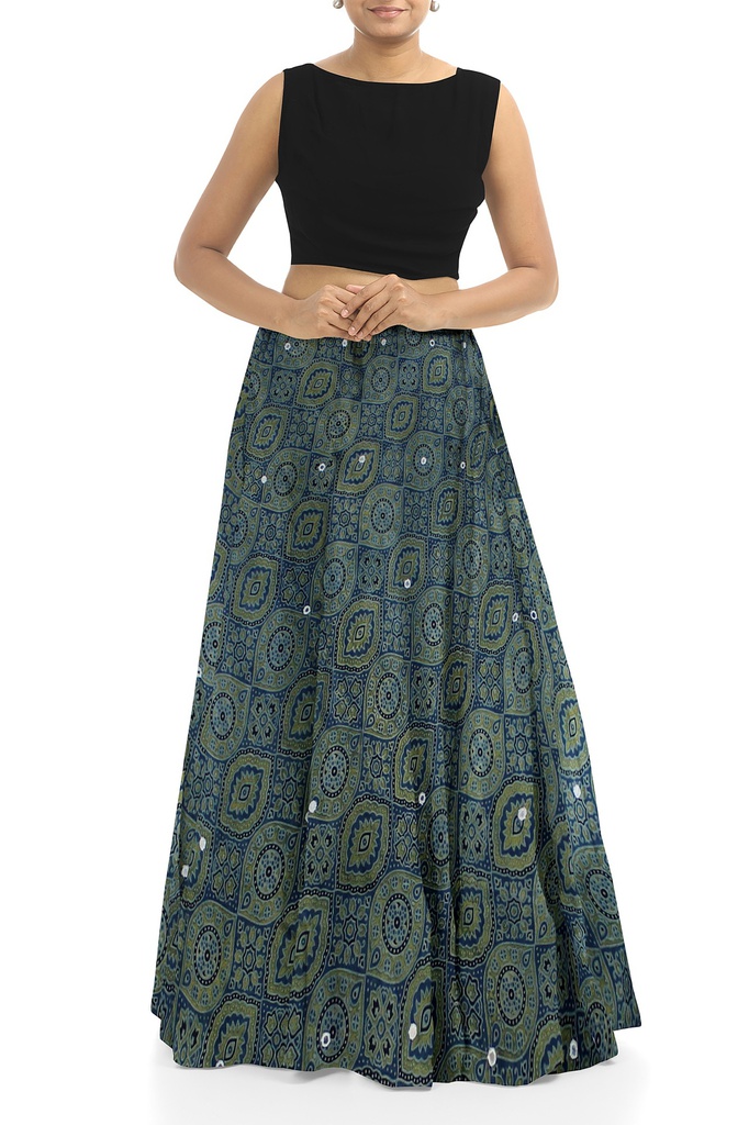 Handmade Plain Mashru Silk Long Skirt