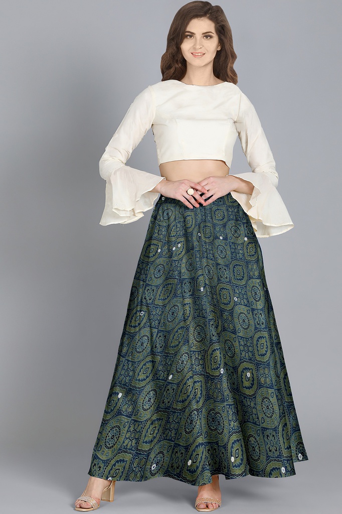 Handmade Plain Mashru Silk Long Skirt