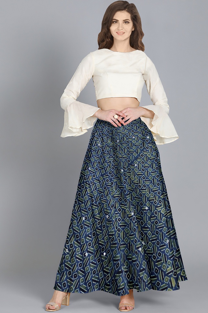 Handmade Plain Mashru Silk Long Skirt