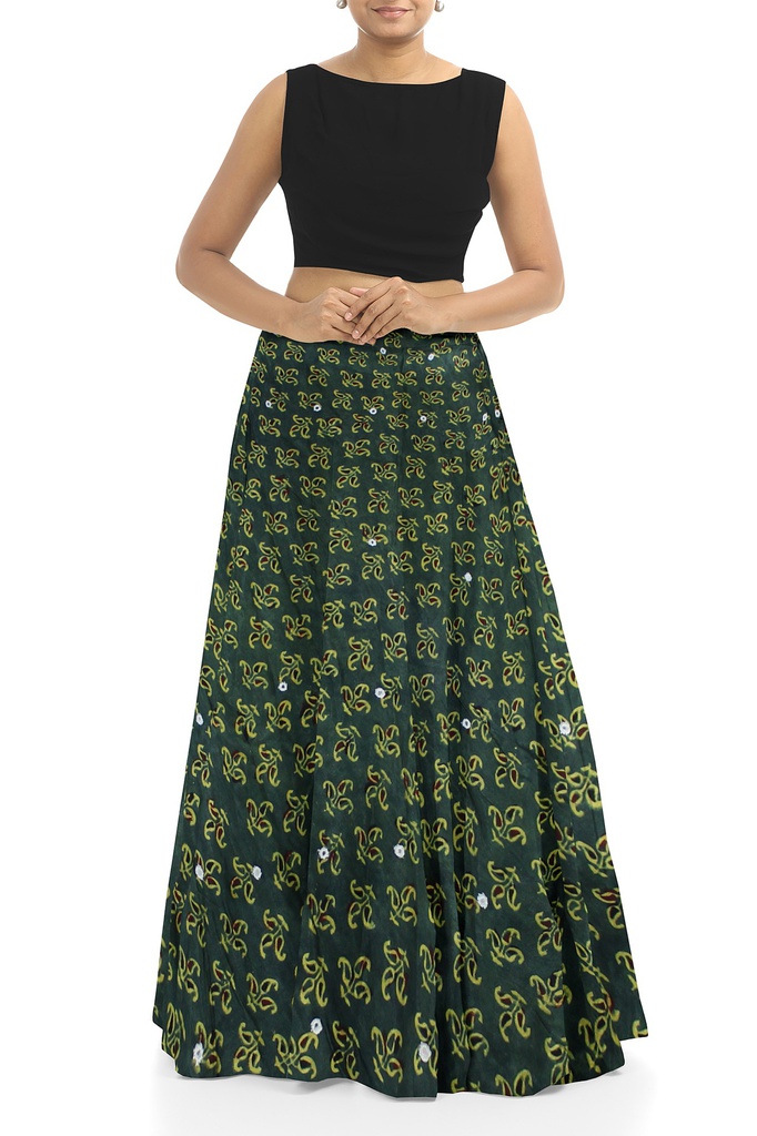 Handmade Plain Mashru Silk Long Skirt