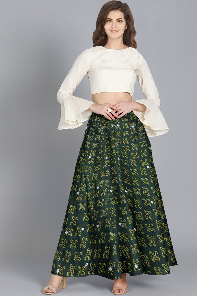 Handmade Plain Mashru Silk Long Skirt