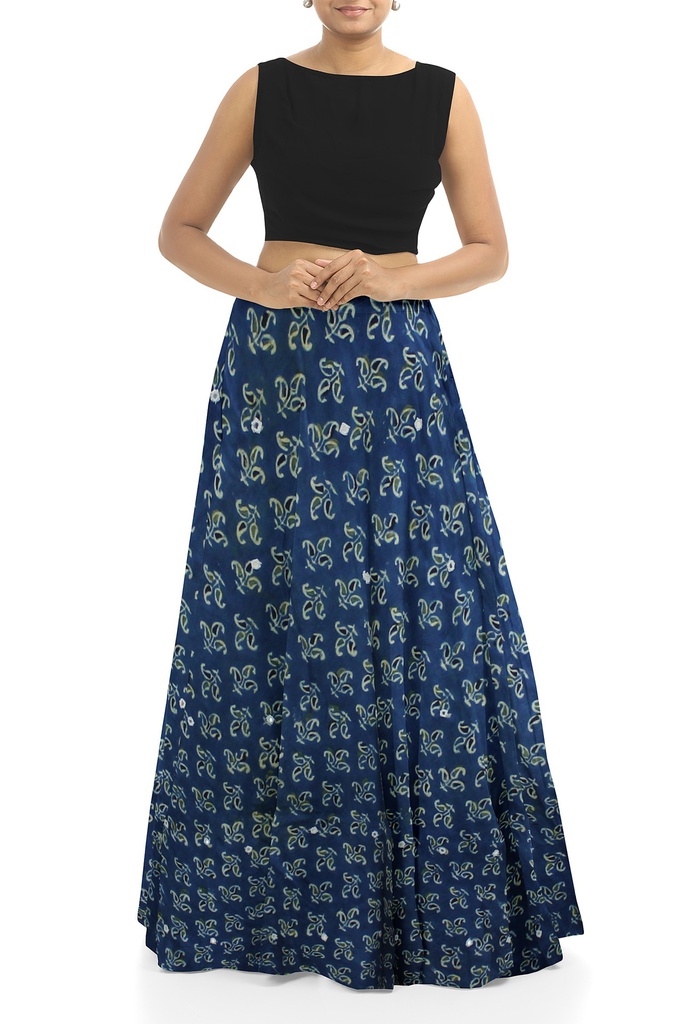 Handmade Plain Mashru Silk Long Skirt