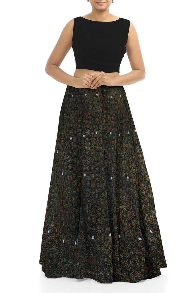 Handmade Plain Mashru Silk Long Skirt