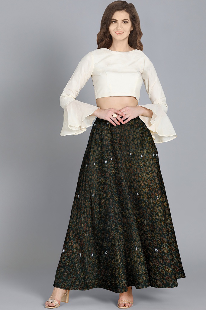 Handmade Plain Mashru Silk Long Skirt
