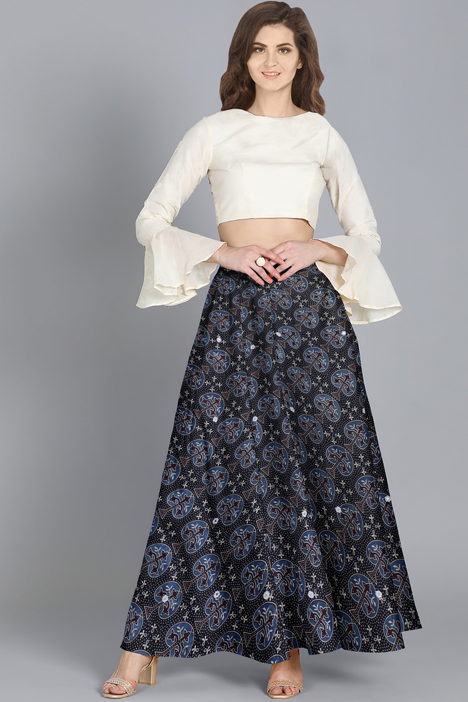 Handmade Plain Mashru Silk Long Skirt