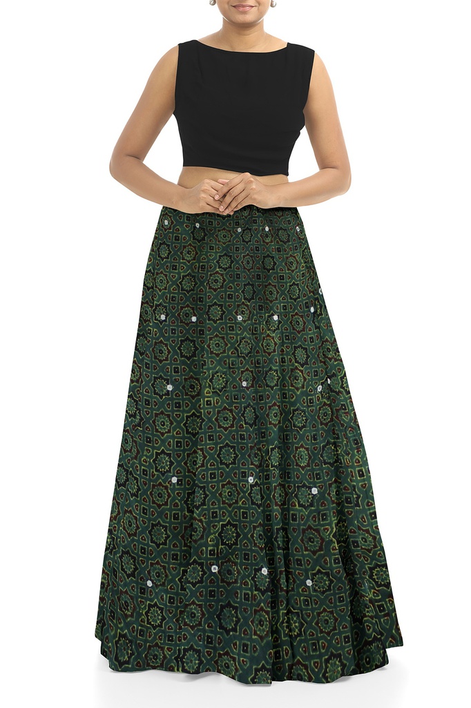 Handmade Plain Mashru Silk Long Skirt