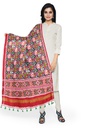 Red and Dark Green Handwoven Double Ikat Silk Dupatta