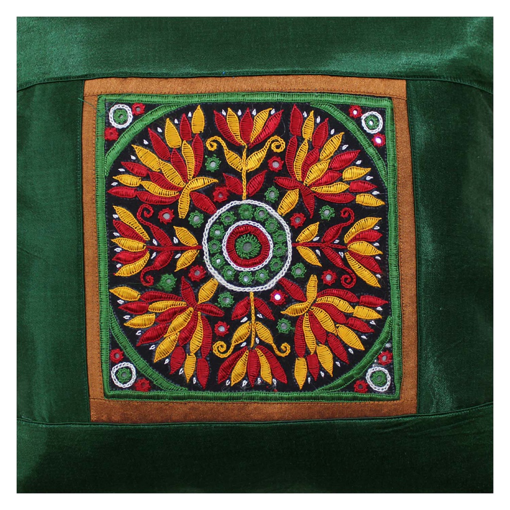 Hand Embroidered Mashru Cushion Cover