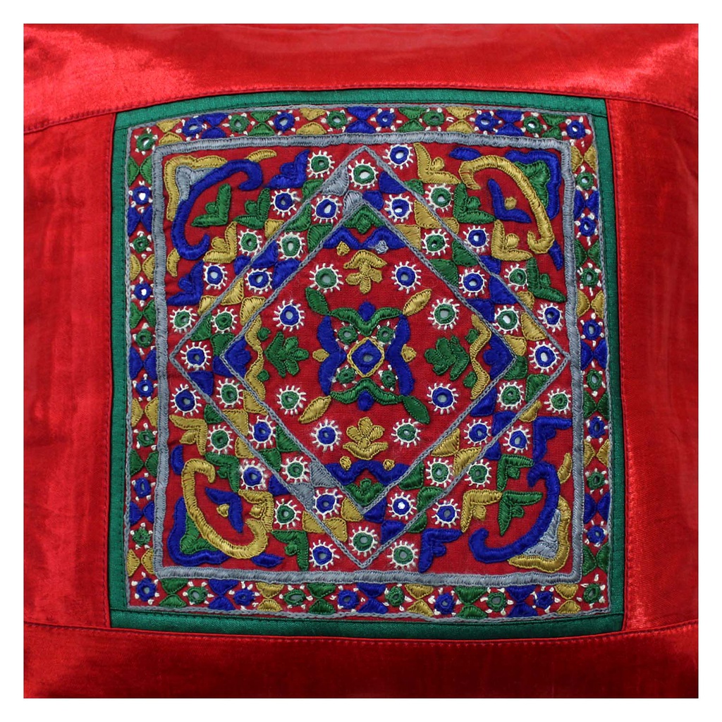 Hand Embroidered Mashru Cushion Cover