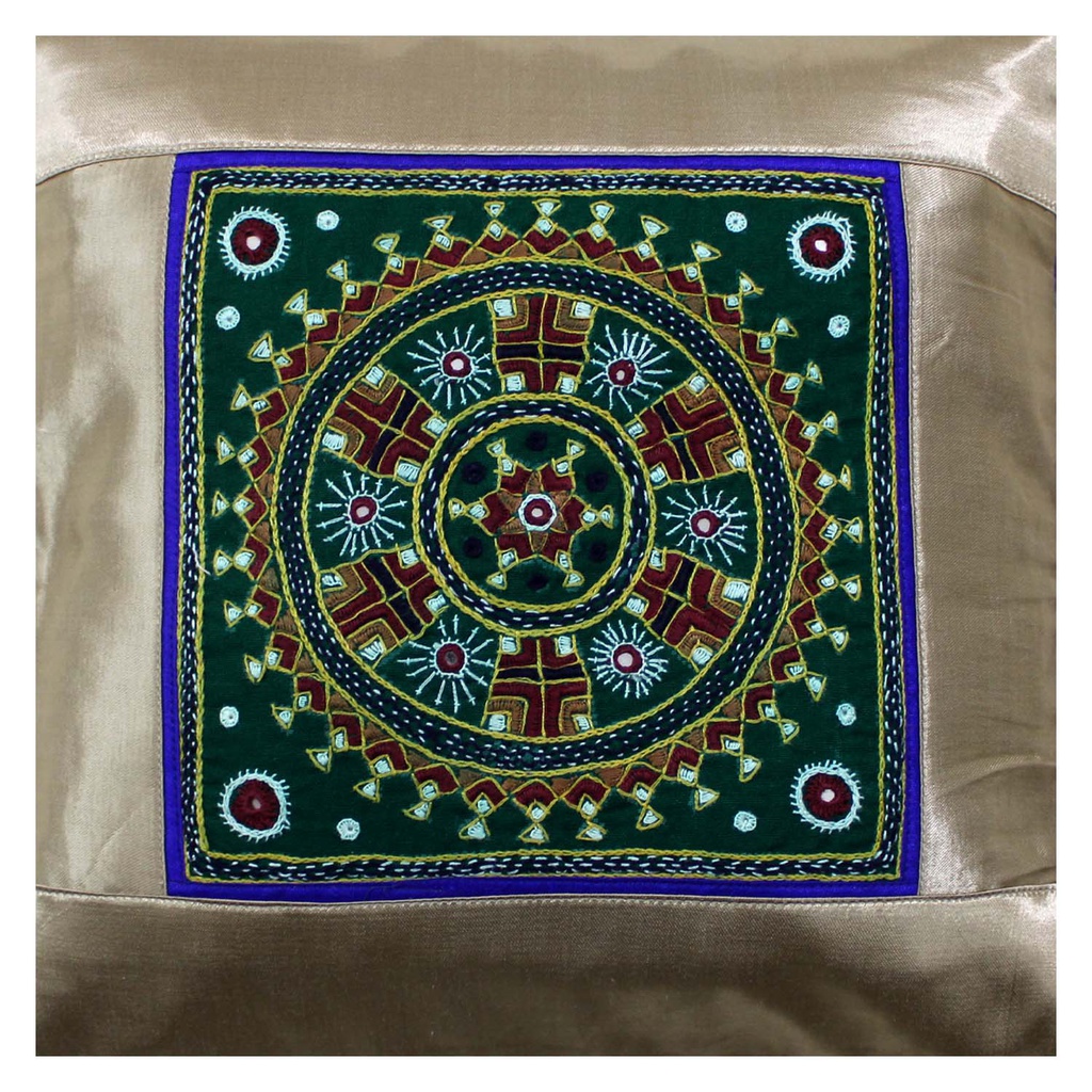 Hand Embroidered Mashru Cushion Cover