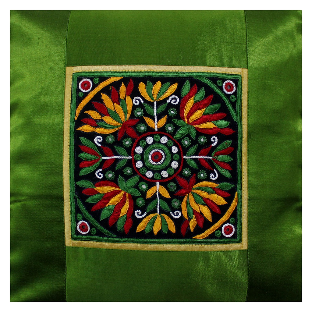 Hand Embroidered Mashru Cushion Cover