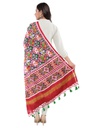 Red and Dark Green Handwoven Double Ikat Silk Dupatta
