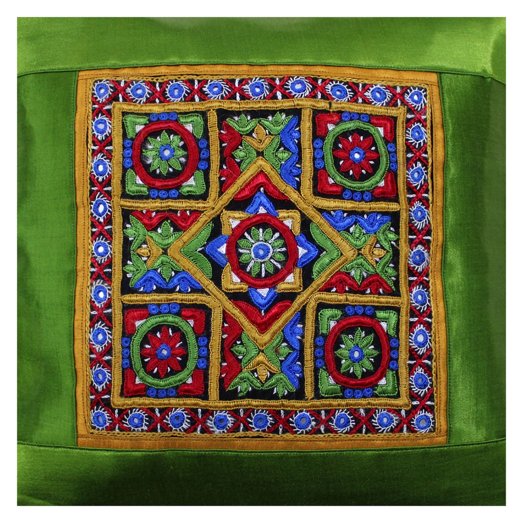 Hand Embroidered Mashru Cushion Cover